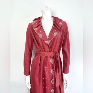 Vintage Diamond Tea Gown 70’s Embroidered Robe Sz Medium